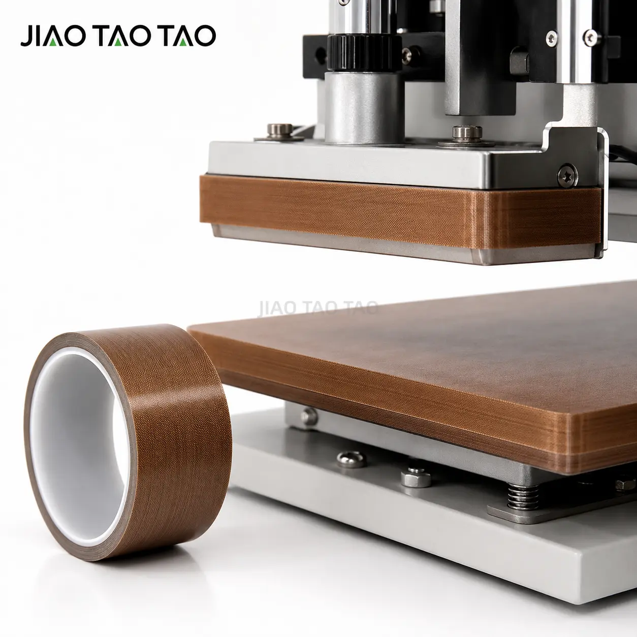 PTFE fiberglass tape used on heat sealing machine platen and release surface protection.